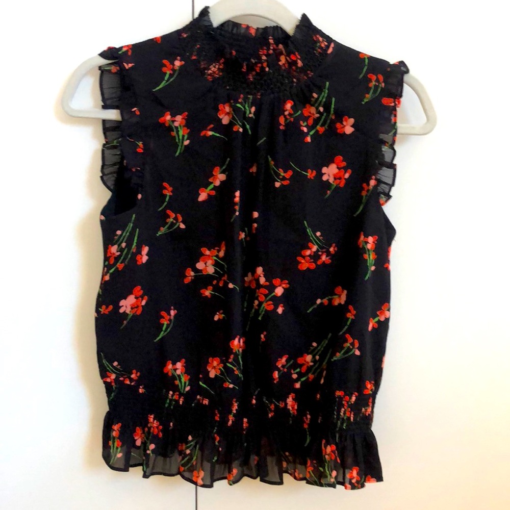NWT J Crew floral print mock neck blouse size 0P